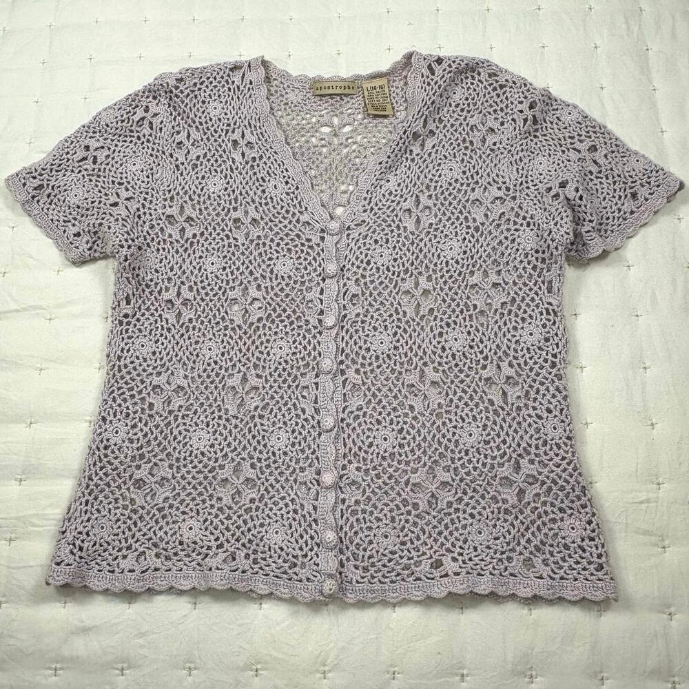 Apostrophe Vintage Open Knit Cardigan Sweater Girls L (14/16)